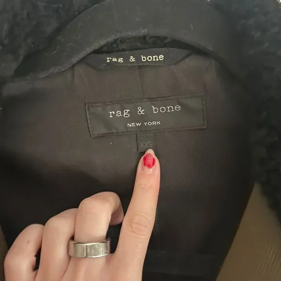 Rag & Bone Shearling Trimmed Twill Coat Size XXS